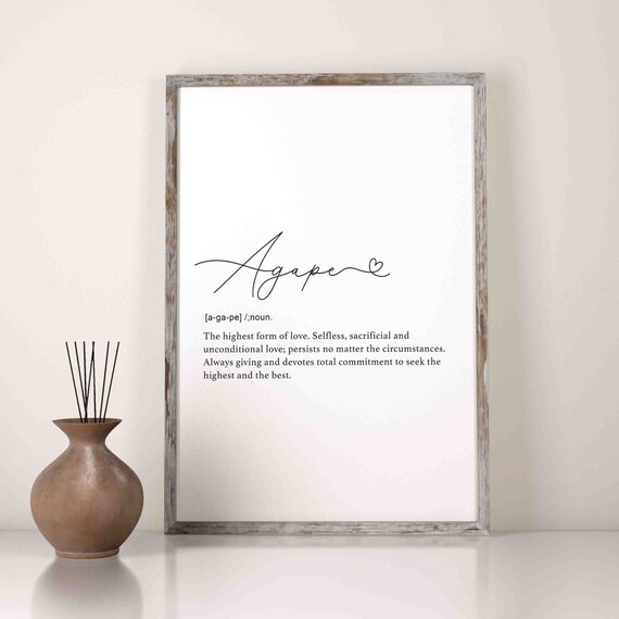 Agape Inspirational Dictionary Definition Description Instant Etsy UK