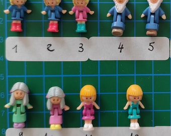 Vintage Polly Pocket clock dolls replacement - authentic Polly pocket figures - pink variation - Polly pocket fun time clock -Bluebird- 1991