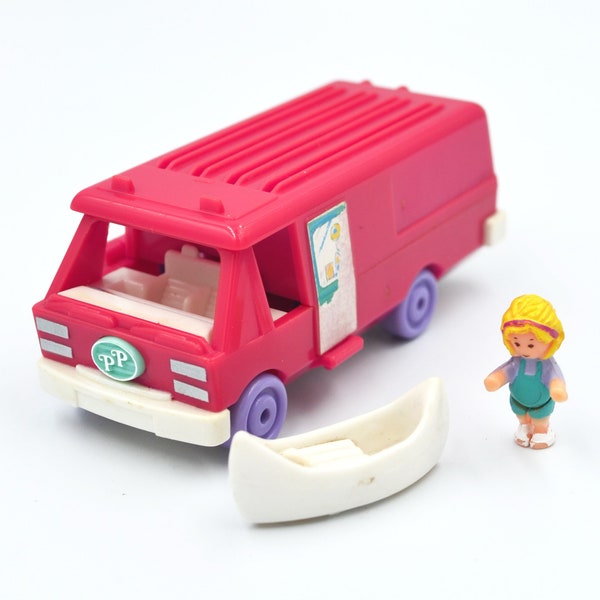 Vintage Polly Pocket Polly Pocket Home on the Go- camping car vintage 1994 - Van barque et personnage d'origine- Pollyville- 1994 Bluebird