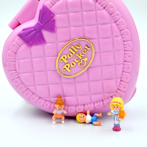 Vintage Polly Pocket, Polly Pocket Pink Heart perfect playroom 1994 Compact Playset- Bluebird 1994 - Polly&#39;s Toytime Fun Baby Collection