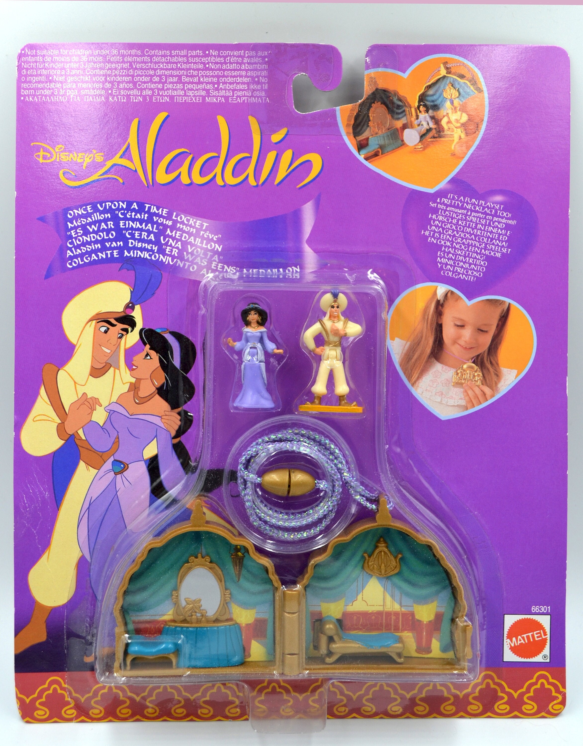 Complete-new-sealed Polly Pocket Vintage Disney Vintage Disney Once Upon A  Time Locket Aladdin Vintage Polly Pocket During 1993 