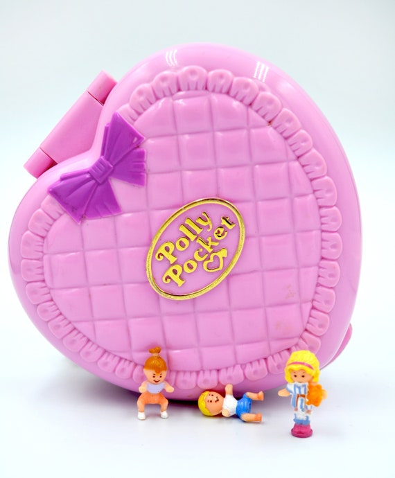 Vintage Polly Pocket, Polly Pocket Pink Heart Perfect Playroom 1994 Compact  Playset Bluebird 1994 Polly's Toytime Fun Baby Collection 