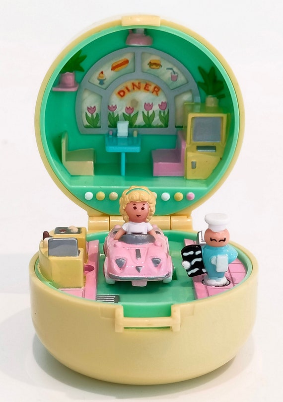 Raro 100 completo Vintage Polly Pocket 50s Diner Ring Ring Case 1991 Ring Dinnertime con coche Bluebird Polly Pocket 90s Etsy Espana