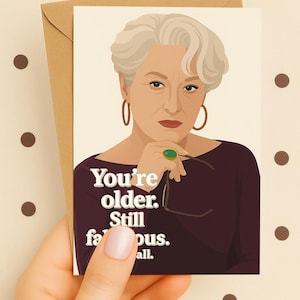 Miranda Devil Wears Prada- Printable Birthday Card –Meryl Streep 90s Movie-Instant Download-Retro Digital Greeting–Friend Birthday Card