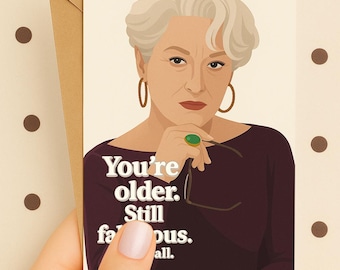 Miranda Devil Wears Prada- Printable Birthday Card –Meryl Streep 90s Movie-Instant Download-Retro Digital Greeting–Friend Birthday Card