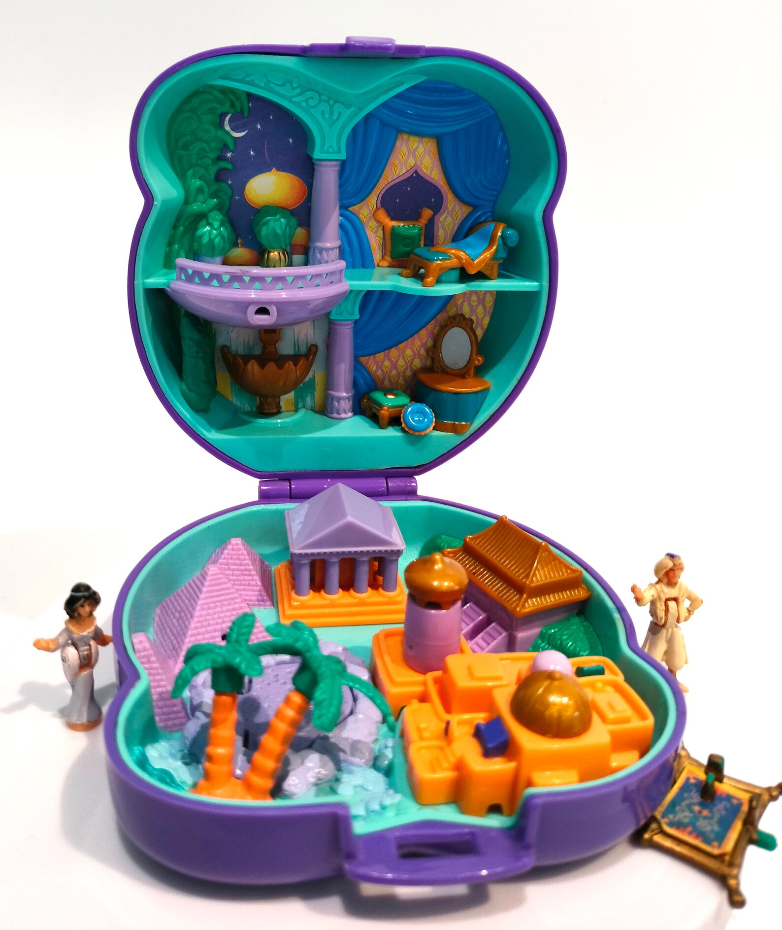 Complete- Disney Polly Pocket Aladdin Jasmine Carpet Playcase Compact ...