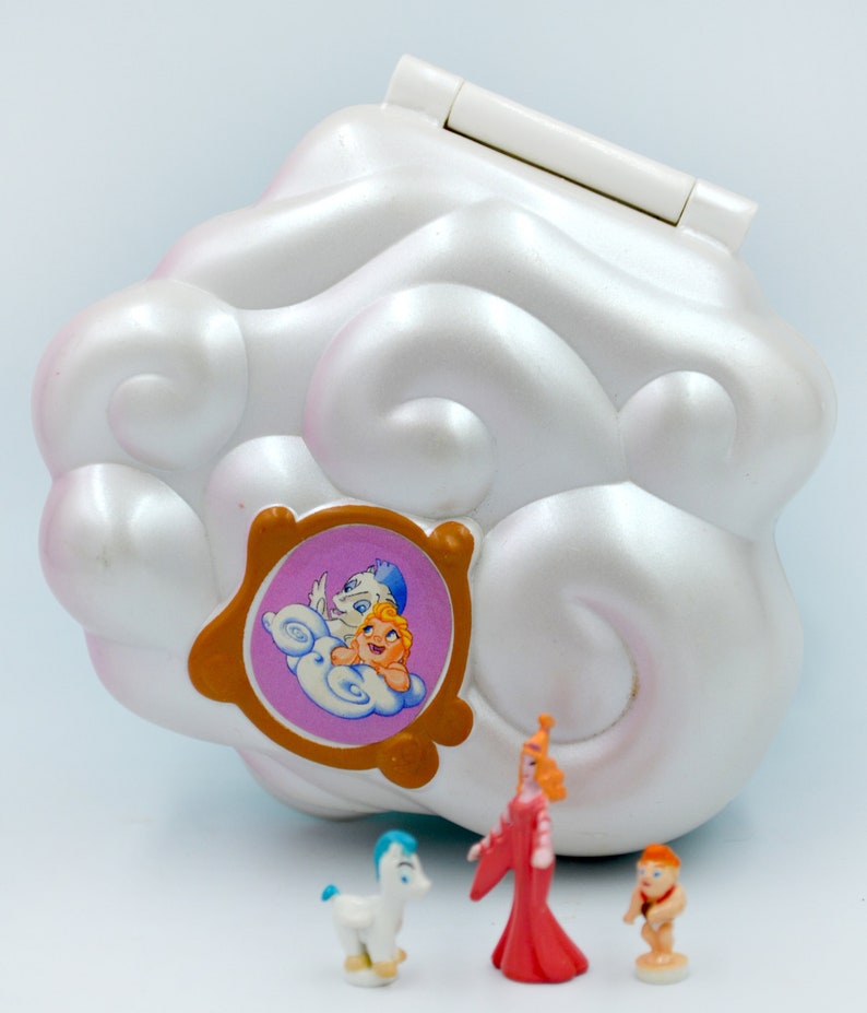 Extremely Rare Vintage Polly Pocket 1996 hercules Playcase mini Collection Disney Pearl White