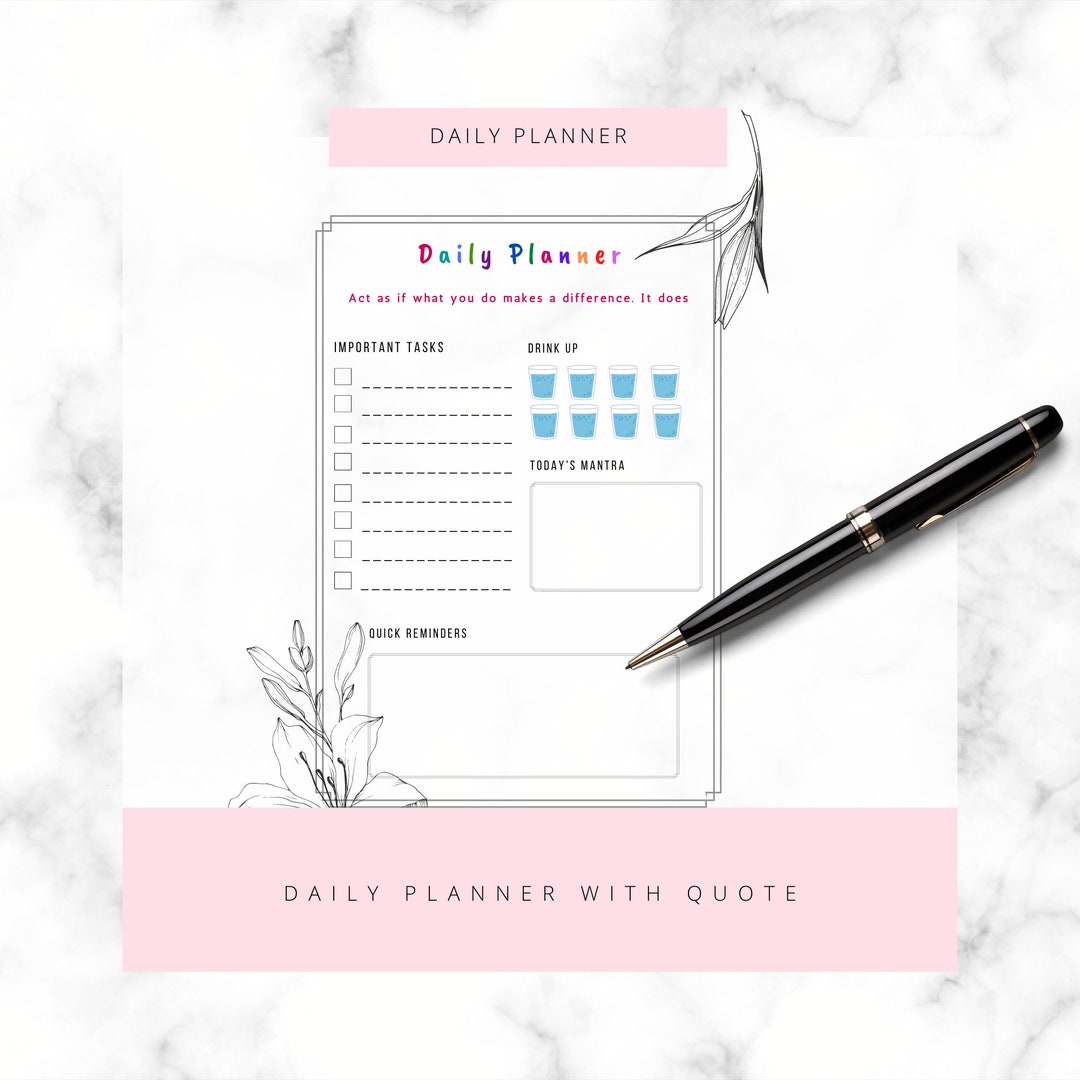 Printable Daily Planner With Quotes A4 Size Printable - Etsy
