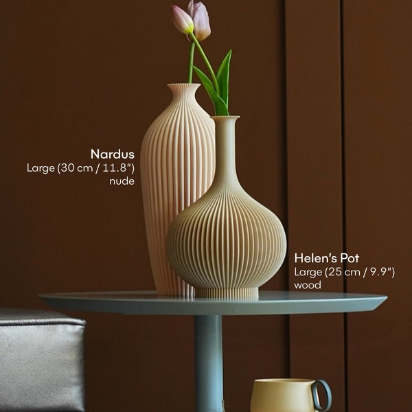 Boho Wood Vase for Modern Shelf Decoration - Helen's Pot, Wood