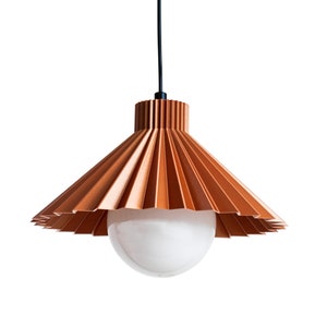 Swan Pleated Pendant Lamp, Lampshade, Plug-in Pendant Light, Copper