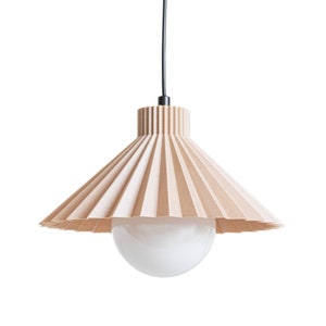 Swan Pleated Pendant Lamp, Lampshade, Plug-in Pendant Light, Wood Texture