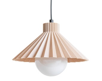 Scandinavian Pleated Lampshade Pendant Light - Wood