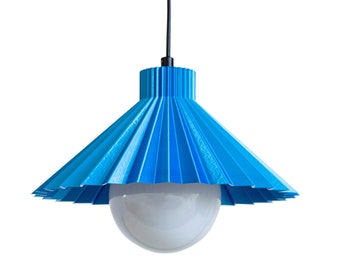 Scandinavian Pleated Lampshade Pendant Light - Blue