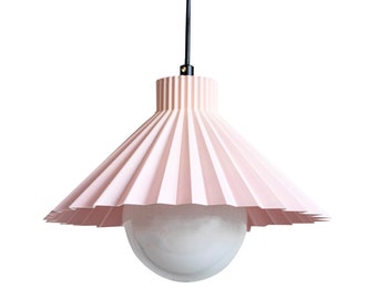 Lampada a sospensione con paralume plissettato scandinavo - rosa