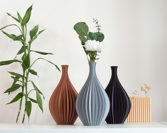 Vase à fleurs moderne pour décoration d'étagère comme nouveau cadeau pour maman - Genévrier, Noir