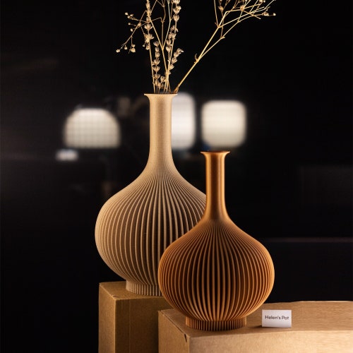 Unique Shelf Decor, Dried Flower Vase, Nordic Home Decoration, Modern Decor Objects - Helen’s Pot, Brown
