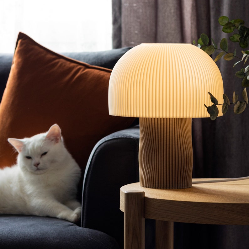 Modern Mushroom Table Lamp, Bedroom Lighting for Aesthetic Home Decor image 1
