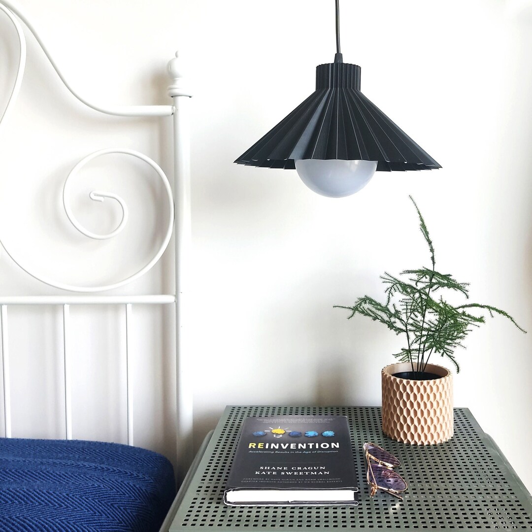 Black Lampshade as a Modern Hanging Lamp for Bedroom Lighting - Swan - Etsy