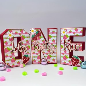 Berry First Birthday, Strawberry 3D Letter, Strawberry Party Decoration, Strawberry Birthday Decor, Strawberry Centerpiece, One Strawberry