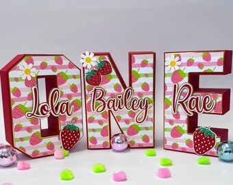 Berry Primeiro Aniversário, Letra 3D de Morango, Decoração de Festa de Morango, Decoração de Aniversário de Morango, Centro de Mesa de Morango, Um Morango
