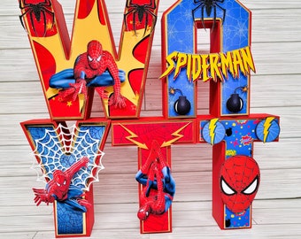 Spiderman Party Decor, Spiderman Birthday Decoration, 3D letters, Superhero Birthday decoration, Spiderman Party, Spiderman Celebration.