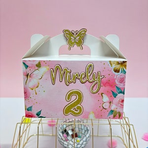 Butterfly Party Favor Box: Pink Floral Birthday Decoration