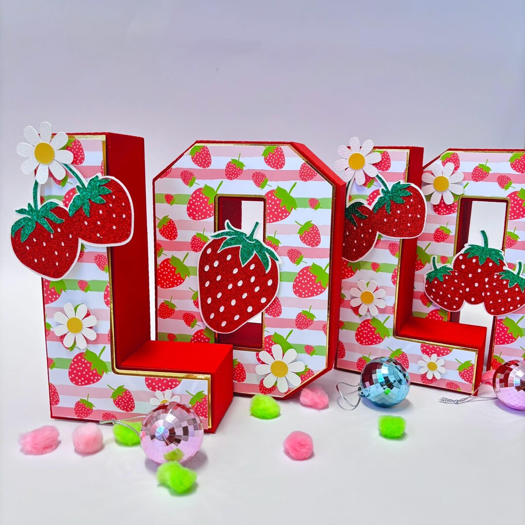 Strawberry 3D Letter, Strawberry Party Decoration, Strawberry Birthday ...