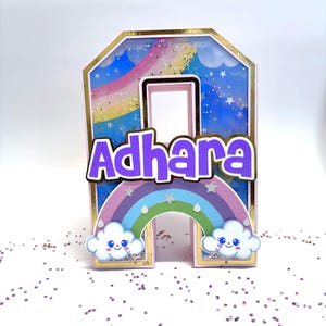 Letras 3D de arco-íris, decoração de festa de arco-íris, decoração de aniversário de arco-íris, centros de mesa de arco-íris, festa temática de arco-íris, decoração de festa de arco-íris.