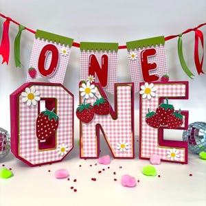 Berry First Birthday, Strawberry 3D Letter, Strawberry Centerpiece, Strawberry Party Decoration, Strawberry Birthday Decor, Strawberry Theme