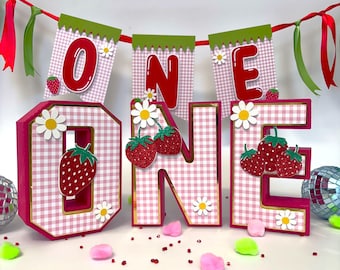 Berry First Birthday, Strawberry 3D Letter, Strawberry Centerpiece, Strawberry Party Decoration, Strawberry Birthday Decor, Strawberry Theme