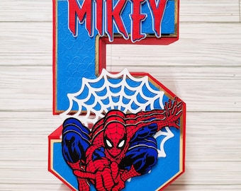 スパイダーマンの誕生日数字デコレーション：3Dパーティーデコレーション