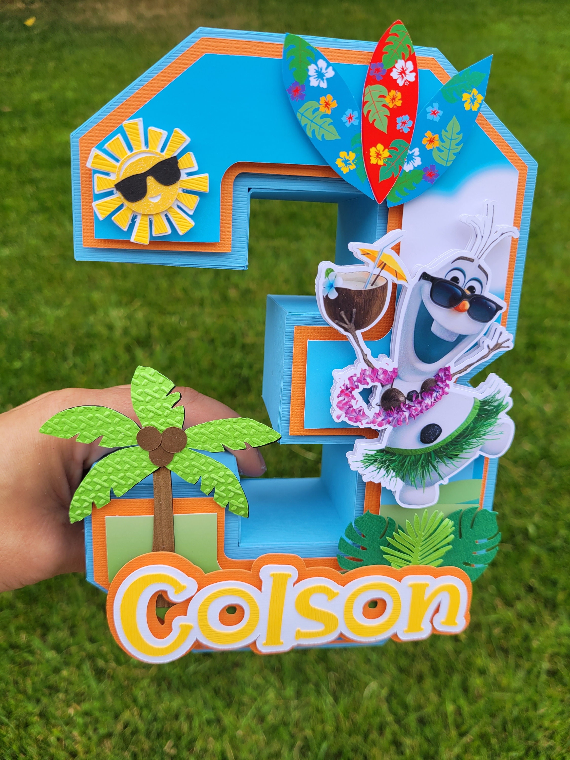 Olaf Summer Birthday Number: Tropical Party Centerpiece