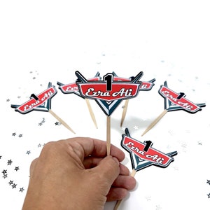 Personalized Cars Cupcake Toppers: Lightning McQueen Birthday Party Decor