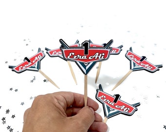 Personalized Cars Cupcake Toppers: Lightning McQueen Birthday Party Decor