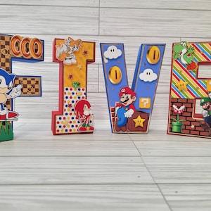 Sonic Vs Mario birthday, Sonic Vs Mario decoration, 3D letters, Room decoration, Sonic Vs Party Celebration, Sonic Birthday, Mario Birthday