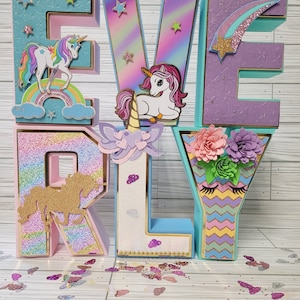 Unicorn 3D Letters, Unicorn Party Decoration, Unicorn Birthday Decor, Unicorn Party Centerpiece.