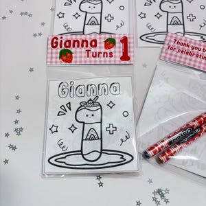 Strawberry coloring sheets, Strawberry Party Favors bags, Strawberry Party Favors, Strawberry Party Decor, Berry First Party Favor.