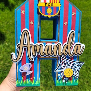 Letras 3D de fútbol, decoración de cumpleaños de fútbol, decoración temática de fiesta de fútbol, decoración de fiesta deportiva, decoración de centro de mesa con temática de fútbol.