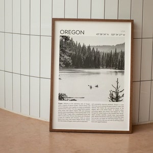 Oregon Black and White Travel Print: Coastal Lake Art (Digital Download)