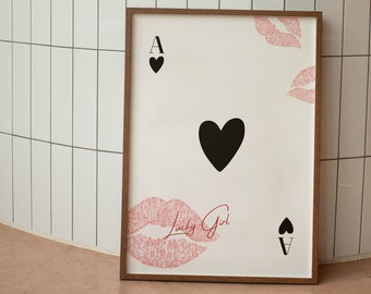 Ace of Hearts Poster, Retro Vegas Style Print (Digital Download)