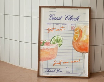 Bar Cart Wall Art, Aperol Spritz, Cocktail Print, Just one more trendy saying poster, guest check wall art, trendy posters, bar cart decor