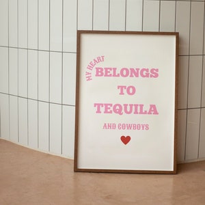 Tequila Cowboys Print: Pink Western Bar Cart Art (Digital Download)