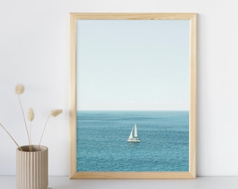 Sailboat Ocean Print: Coastal Nautical Wall Art (Digital Download)