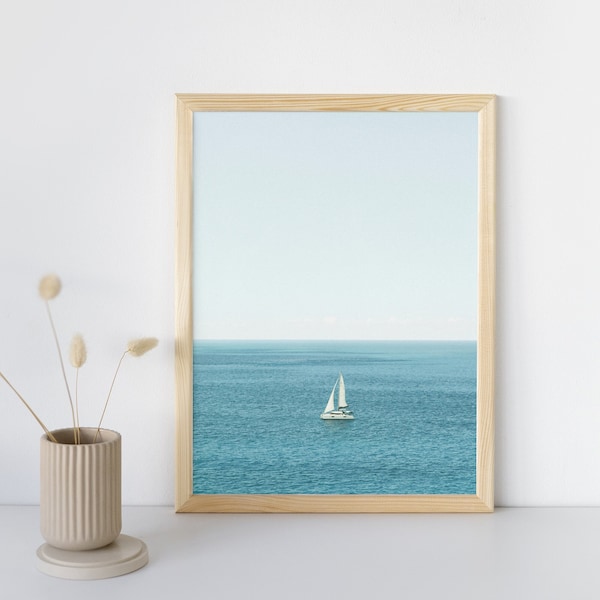 Boat Print, Sailboat Boho Nautical Photo, Yacht Poster, Sail Boat Wall Print, Coastal Art Prints, Sailing Posters, Ocean Wall Art Prints