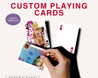 54 Custom Playing Cards Template Personalized Front & Back – DIY Canva Design (Digital Download)