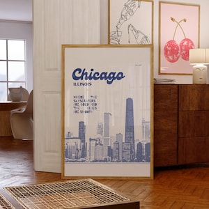 Retro Chicago Travel Print: Skyline Art Print (Digital Download)