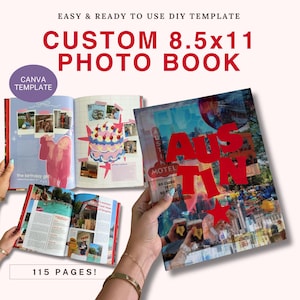 Plantilla para álbum de fotos totalmente personalizable de 115 páginas para formato 8.5x11 – Diseño DIY en Canva (Descarga digital)