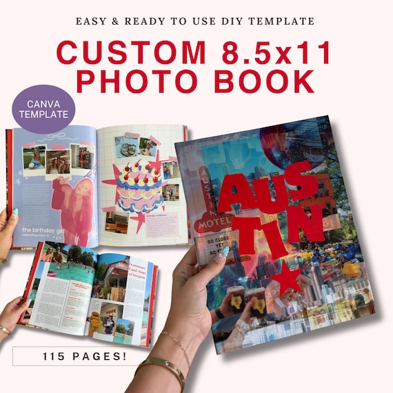 Photo Book Template Fully Customizable 115 Pages for 8.5x11 – DIY Canva Design (Digital Download)