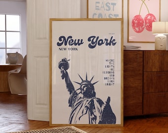 Retro NYC Travel Poster: Statue of Liberty Sketch (Digital Download)