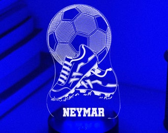 Gepersonaliseerde VOETBAL VOETBAL 3D Nachtlampje | Cadeau voor voetballer| Gepersonaliseerd cadeau | Cadeau voor kinderen | Bureaulamp